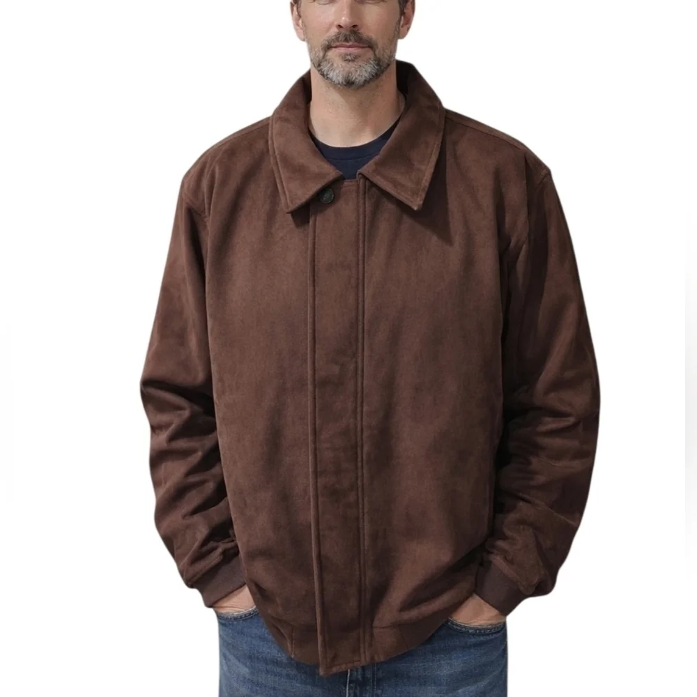 Vintage Reportage R.G.A. Italy Faux Suede Jacket – Brown. XXL